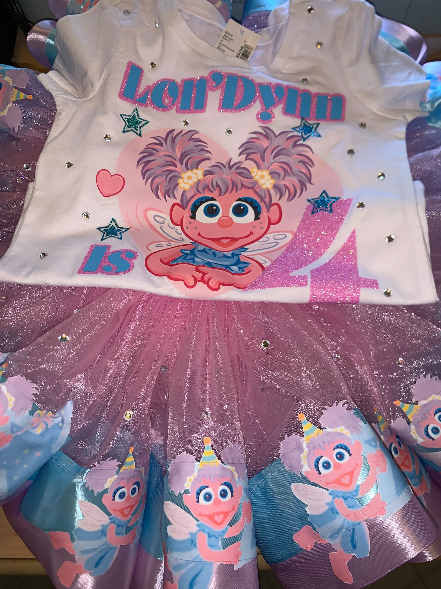 Birthday TuTu 2pc set with shirt with rhinestones