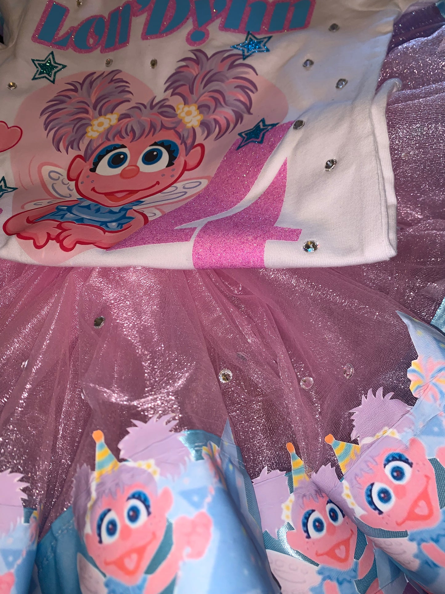 Birthday TuTu 2pc set with shirt with rhinestones