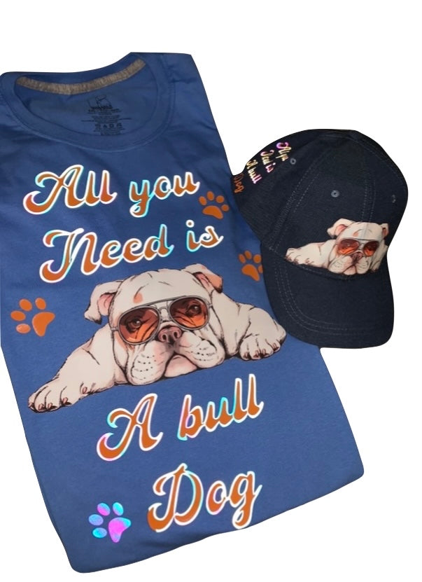 Bull dog T shirt and hat set