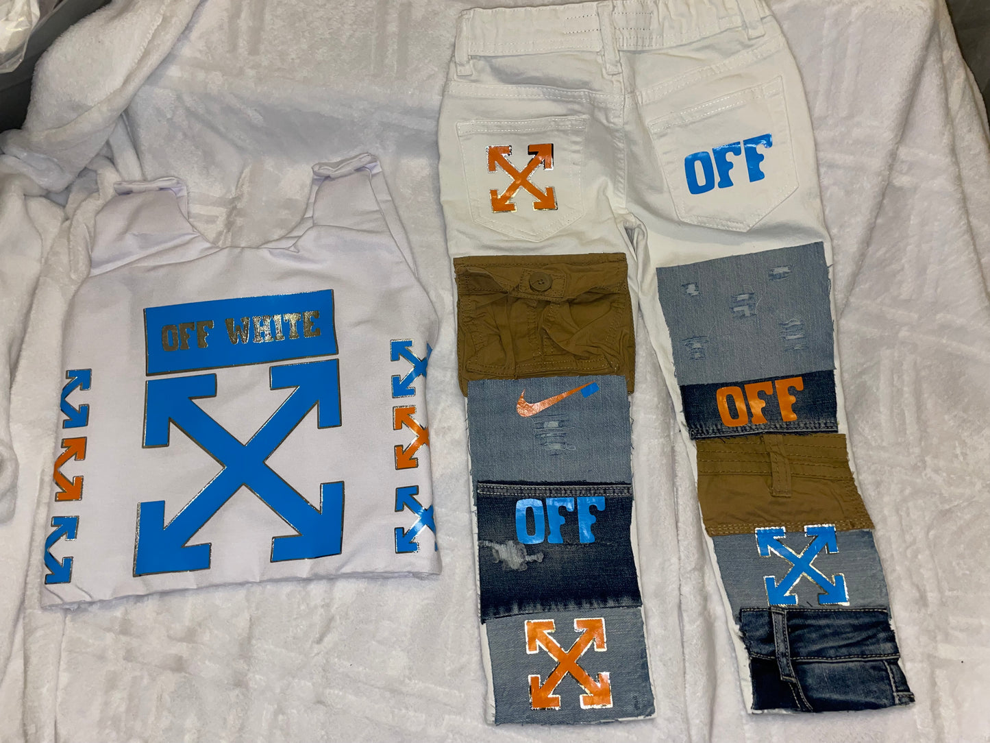 Off 2 pc vest and jeans set